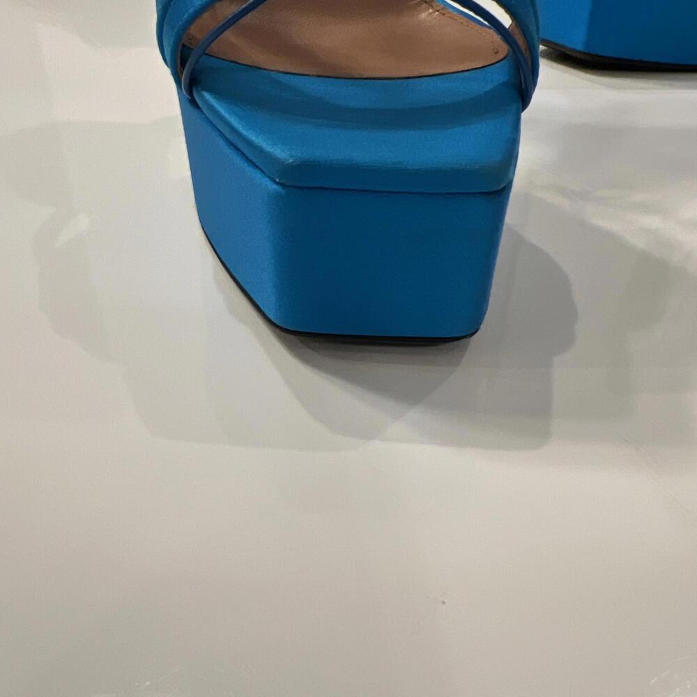 $1195 D'Accori Sienna  Satin Platform Mules Sky High size 38.5 - Picture 9 of 13